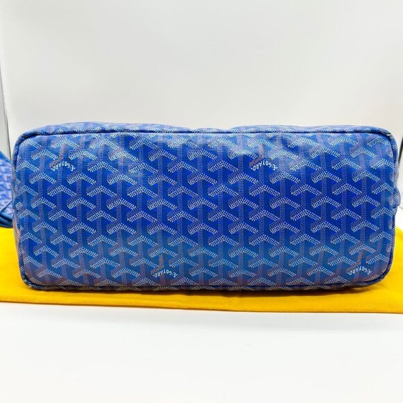 RARE Authentic Goyard Goyardine Saint Louis PM Blue Shoulder Tote Bag & Pouch - Picture 8 of 10